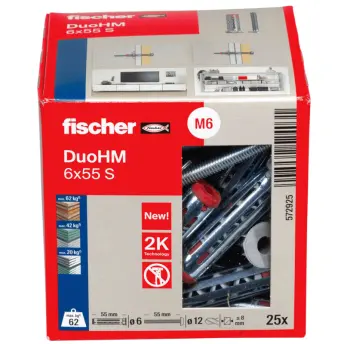 CAJA 25 TACO METALICO PLADUR CON TORNILLO PZ 6x55 S DUOHM 572921 FISCHER