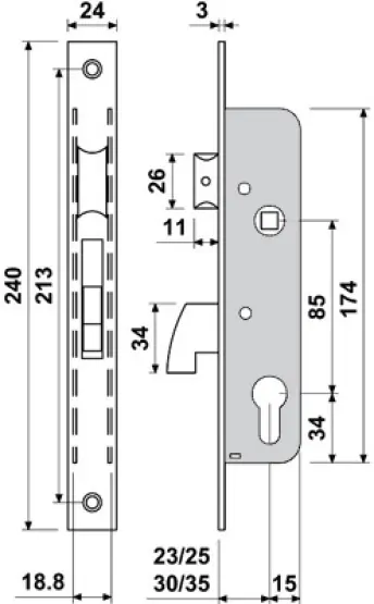 CERRADURA TIPO ISEO-CISA GANCHO BASCULANTE E3411-23 BATON