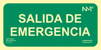 SEÑAL SALIDA EMERGENCIA 32x16cm B11106