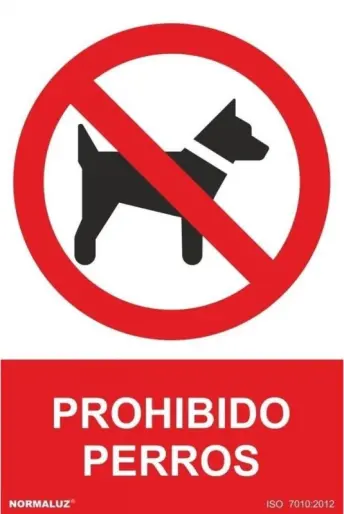 SEÑAL PROHIBIDO PERROS PVC 210x297mm RD40033