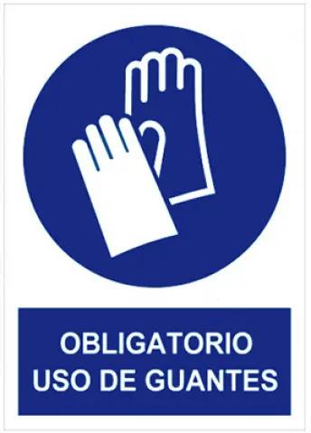 SEÑAL OBLIGACION USAR GUANTES 210x297mm RD20003