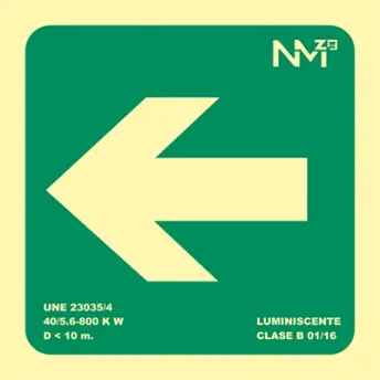 SEÑAL FLECHA EVACUACION 16x16cm VERDE RD13107 B13100