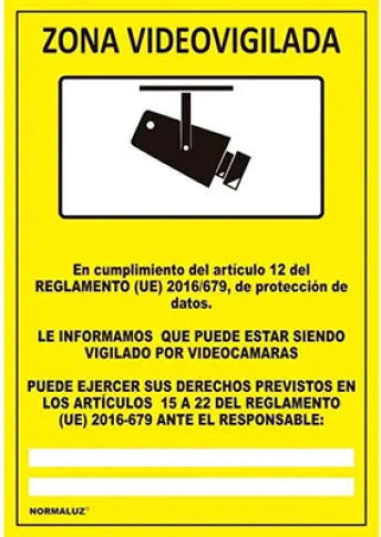 SEÑAL ZONA VIDEO VIGILADA 625ESP 210X297 PVC RD30042